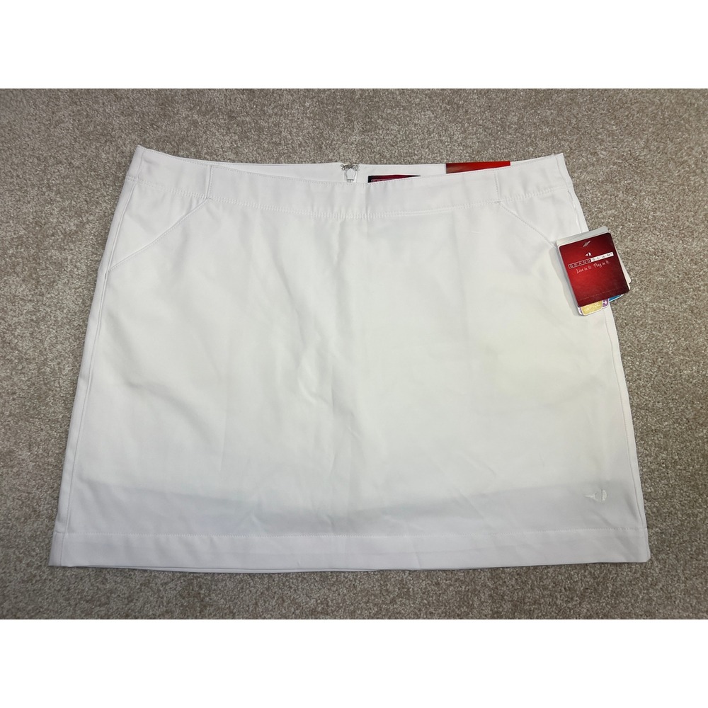 NWT Grand Slam Womens Golf Skort White Size 14 Zip Fly Pockets Activewear